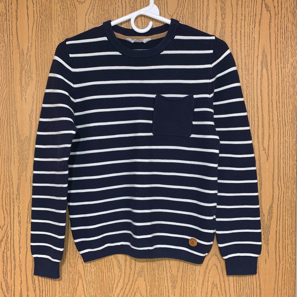 H&M Girls 10-12y Blue & White Striped Sweater